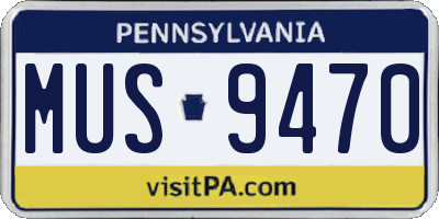 PA license plate MUS9470