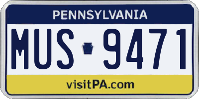PA license plate MUS9471