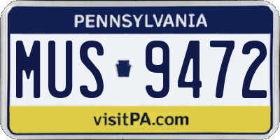 PA license plate MUS9472