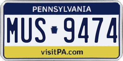 PA license plate MUS9474