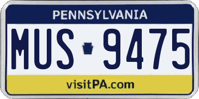 PA license plate MUS9475