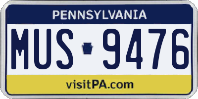 PA license plate MUS9476