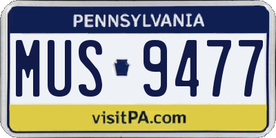 PA license plate MUS9477