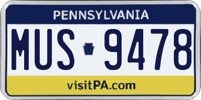 PA license plate MUS9478