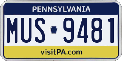 PA license plate MUS9481