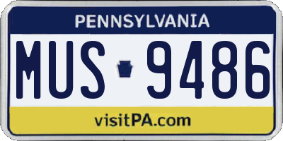 PA license plate MUS9486