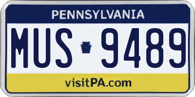 PA license plate MUS9489