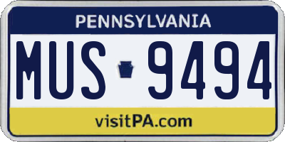 PA license plate MUS9494