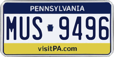 PA license plate MUS9496