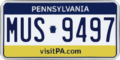 PA license plate MUS9497