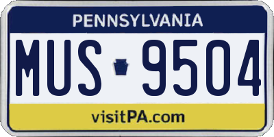 PA license plate MUS9504