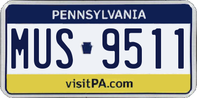 PA license plate MUS9511