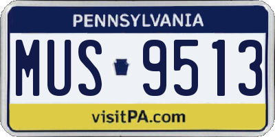 PA license plate MUS9513