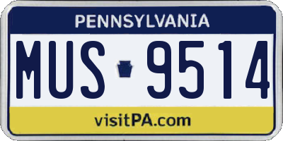 PA license plate MUS9514