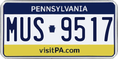 PA license plate MUS9517
