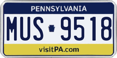 PA license plate MUS9518