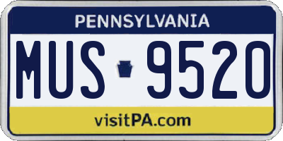 PA license plate MUS9520