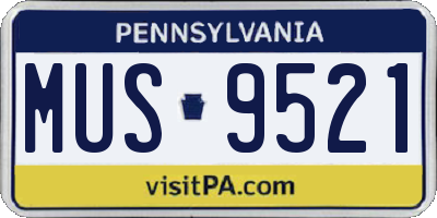 PA license plate MUS9521