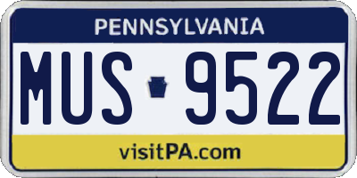PA license plate MUS9522