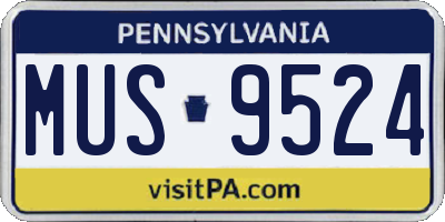 PA license plate MUS9524