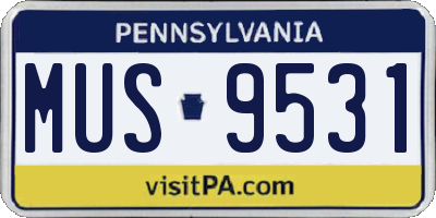 PA license plate MUS9531