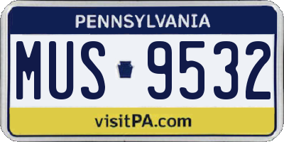 PA license plate MUS9532