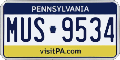 PA license plate MUS9534