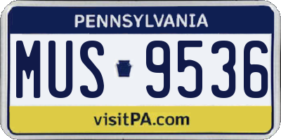 PA license plate MUS9536