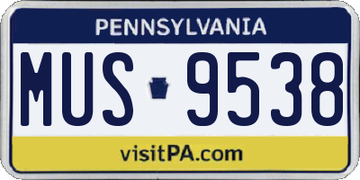 PA license plate MUS9538