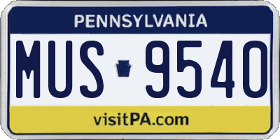 PA license plate MUS9540