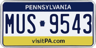 PA license plate MUS9543