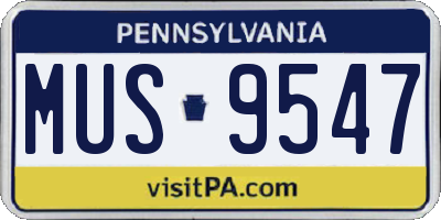 PA license plate MUS9547