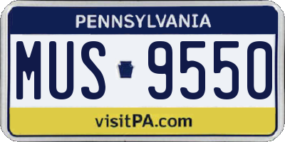 PA license plate MUS9550