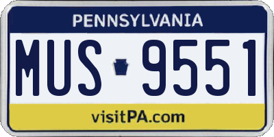 PA license plate MUS9551