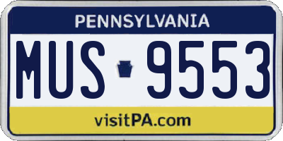 PA license plate MUS9553