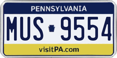 PA license plate MUS9554
