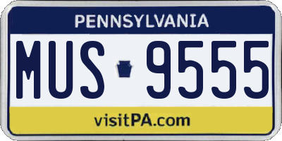 PA license plate MUS9555