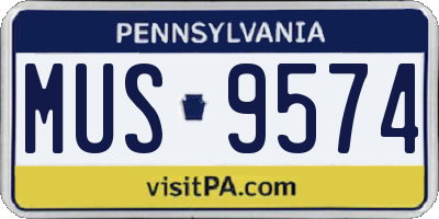 PA license plate MUS9574