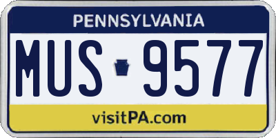 PA license plate MUS9577