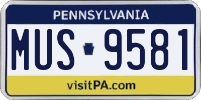 PA license plate MUS9581