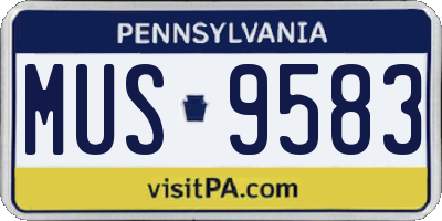 PA license plate MUS9583