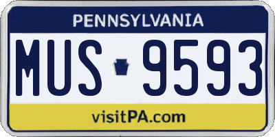 PA license plate MUS9593