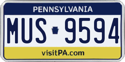 PA license plate MUS9594