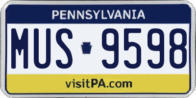 PA license plate MUS9598