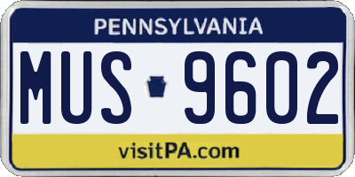 PA license plate MUS9602