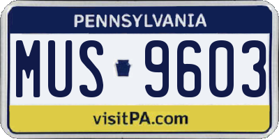 PA license plate MUS9603
