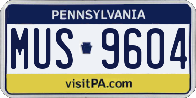 PA license plate MUS9604