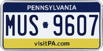 PA license plate MUS9607