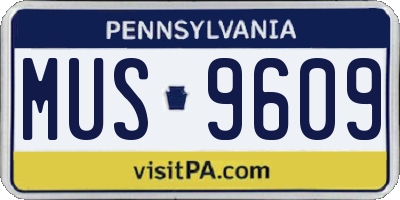 PA license plate MUS9609