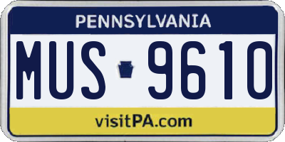 PA license plate MUS9610